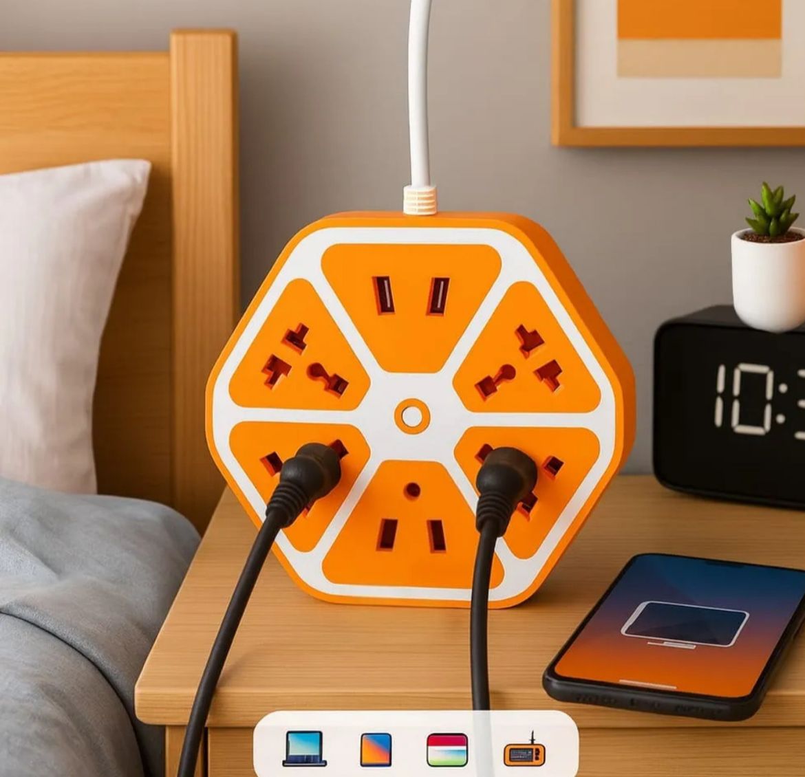 ALARGUE HEXAGONAL 4 ENCHUFES + 4 USB - Imagen 2