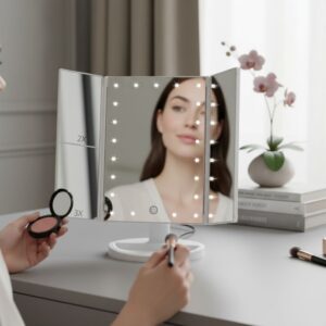 ESPEJO LUZ LED C/ BASE - 3 PANELES