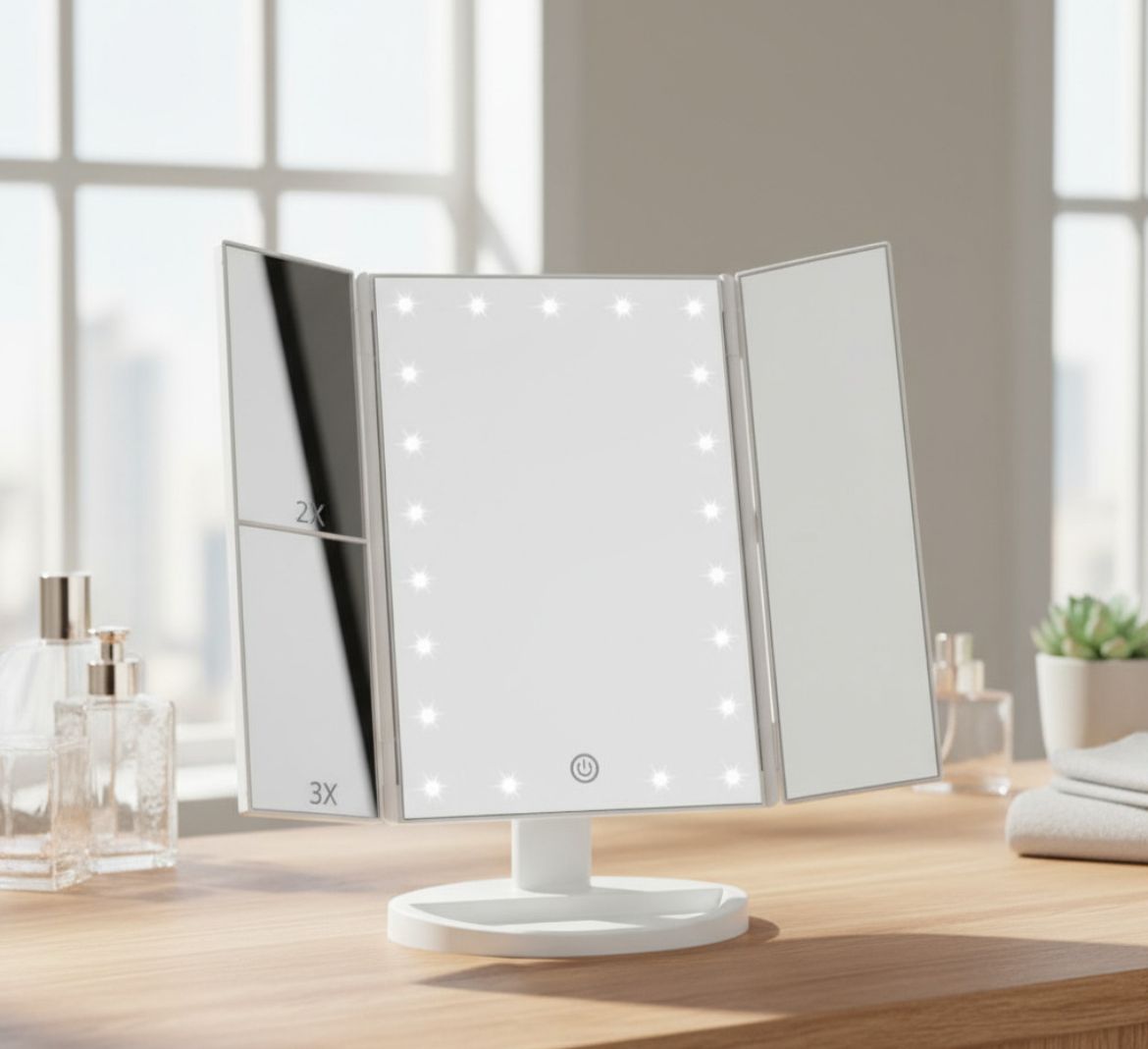 ESPEJO LUZ LED C/ BASE - 3 PANELES - Imagen 3