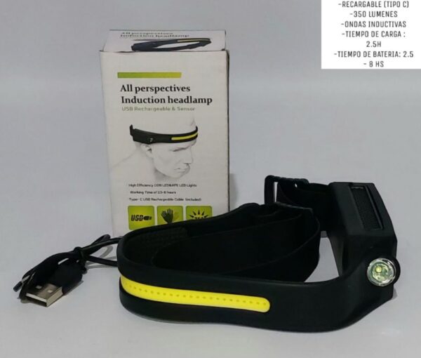 LINTERNA MINERA LED VINCHA C/SENSOR