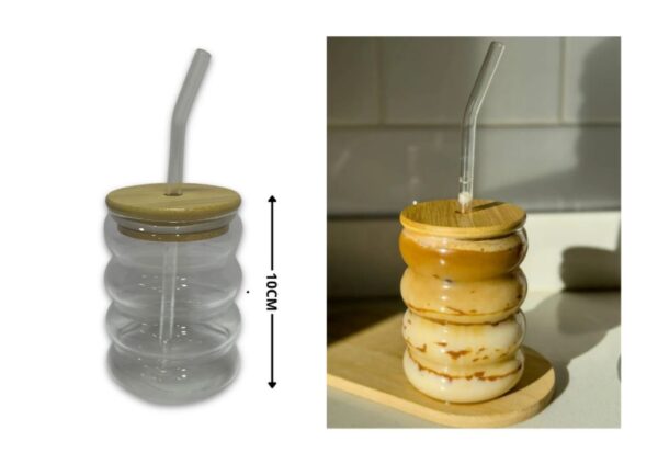 VASO DE VIDRIO ONDULADO CON SORBETE