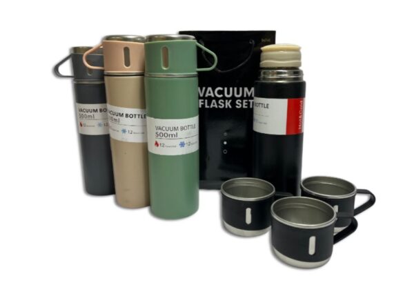 TERMO ACERO INOX. 500ML + 3 TAZAS
