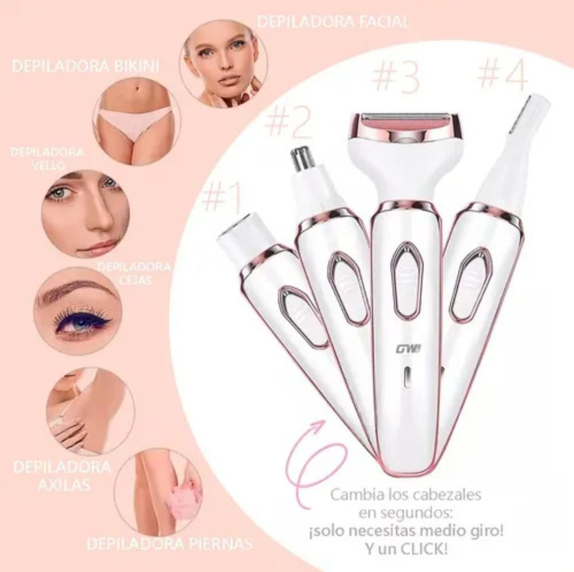 DEPILADOR 4 EN 1 - RECARGABLE (8866) - Imagen 2