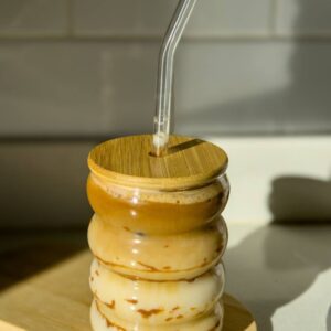 VASOS DE VIDRIO ONDULADO CON SORBETE