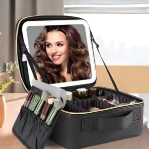 VALIJA PARA MAQUILLAJE CON ESPEJO Y LUZ