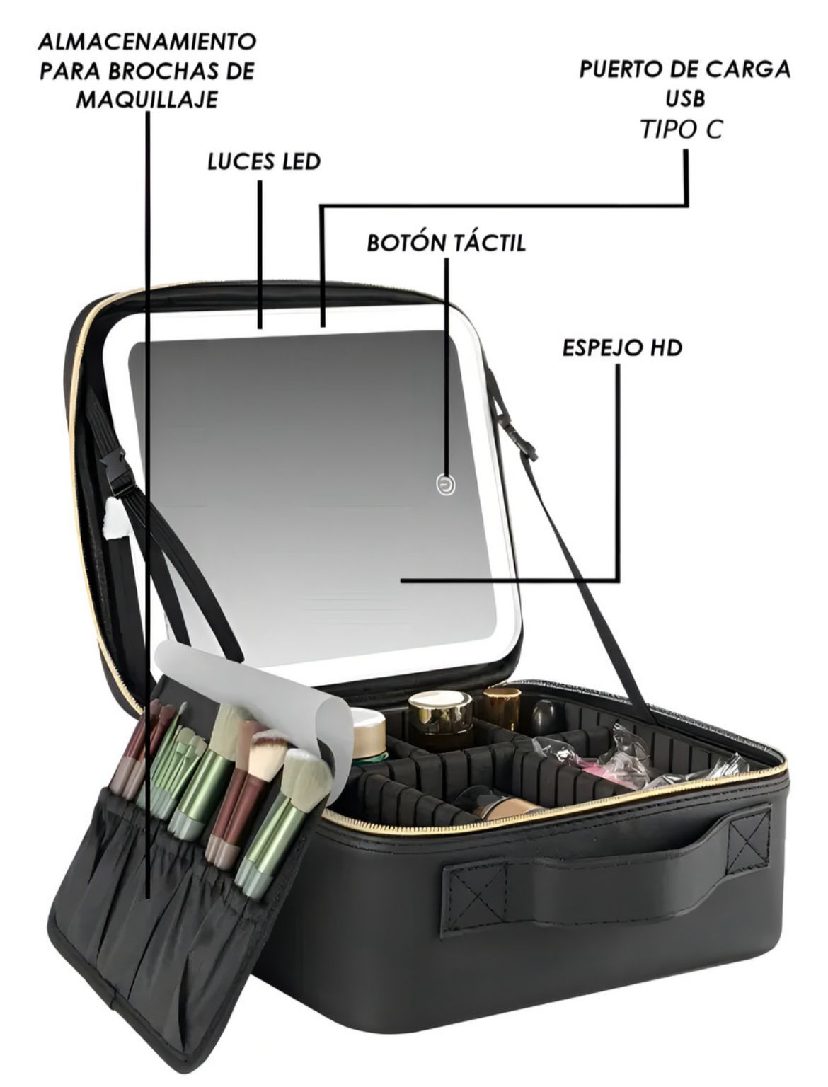 VALIJA PARA MAQUILLAJE CON ESPEJO Y LUZ - Imagen 2