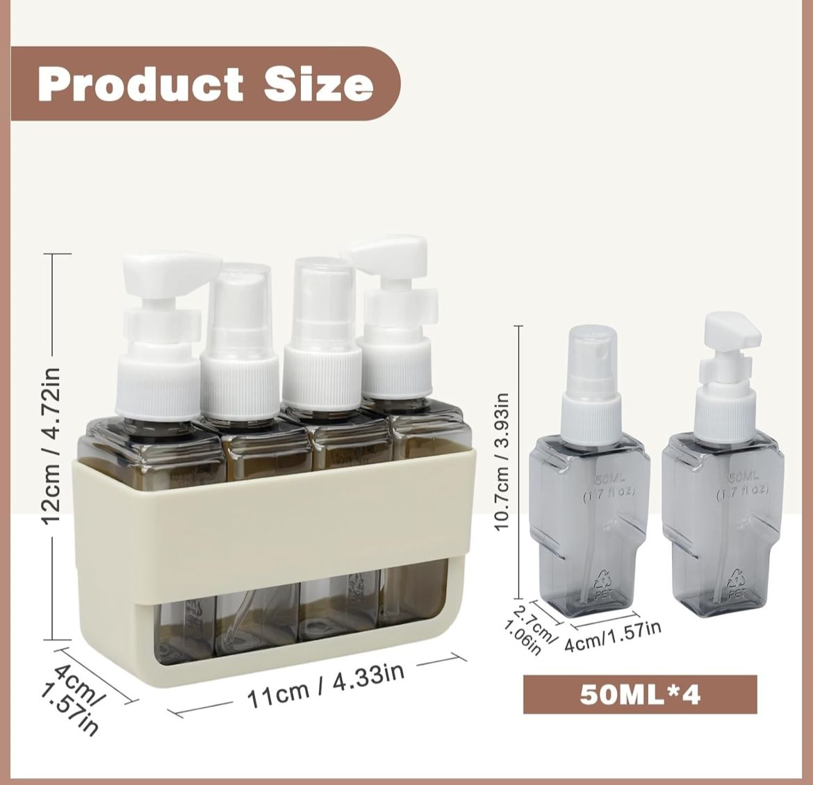 KIT DE VIAJE PARA COSMETICOS - 4 PCS - Imagen 2