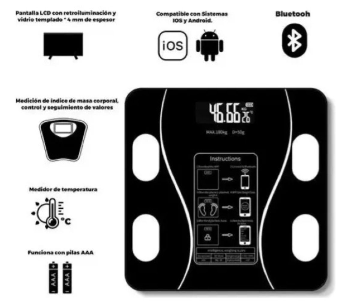 BALANZA 180KG CON BLUETOOTH - Imagen 2