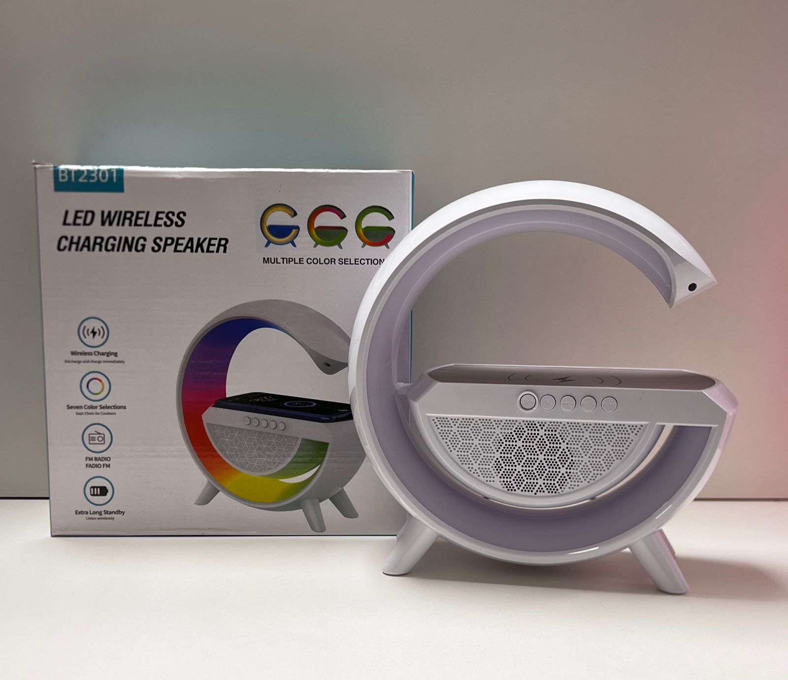 CARGADOR INALAMBRICO C/ LUZ Y PARLANTE (G)