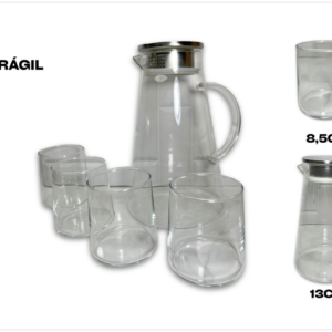 JARRA DE VIDRIO + 4 VASOS