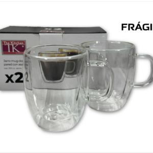 JARRO MUG DOBLE VIDRIO 250 ML (X2)