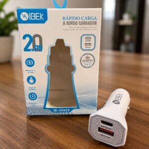 CARGADOR AUTO IBEK 2.0 USB Y TC SIN CABLE
