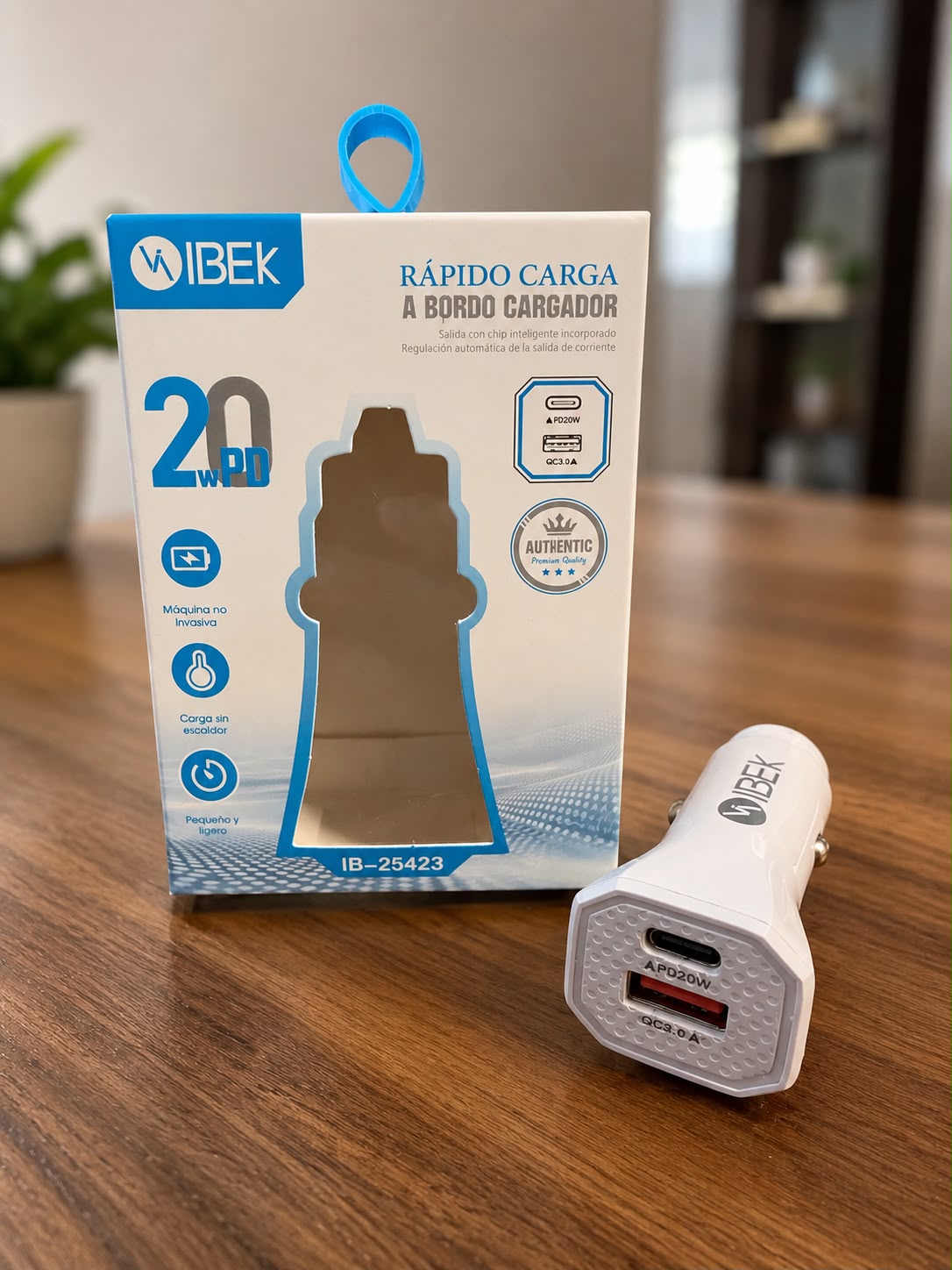 CARGADOR AUTO IBEK 2.0 USB Y TC SIN CABLE