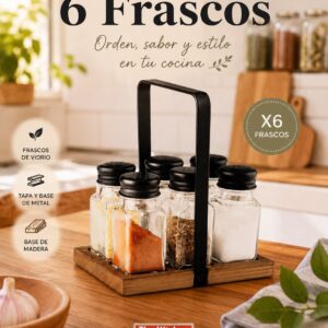 SET ESPECIERO X6PCS - BASE MADERA