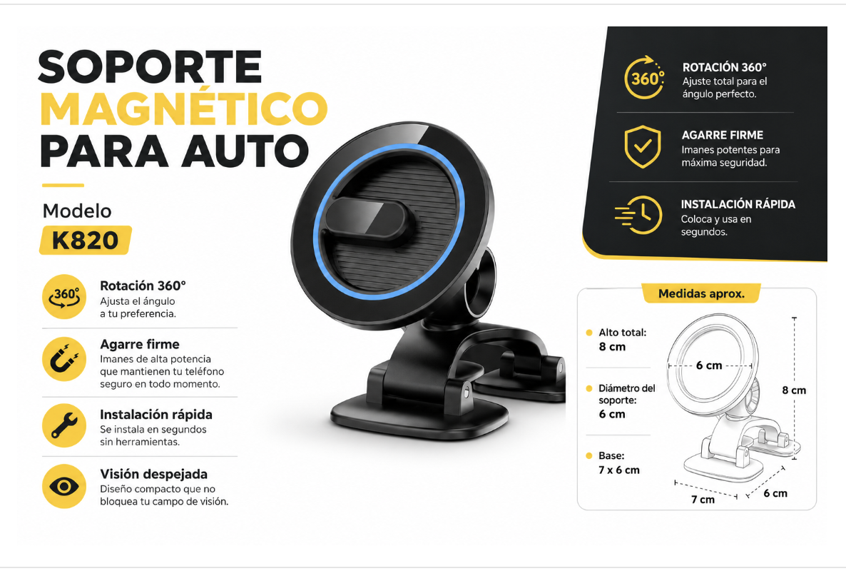 SOPORTE MAGNETICO PARA CELULAR