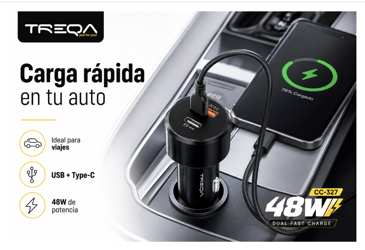 ADAPTADOR TREQA USB + C 48 W