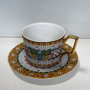 TAZA DE CERAMICA MARIPOSA CON PLATO